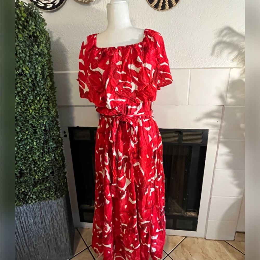 City Chic Red and White Maxi Dress